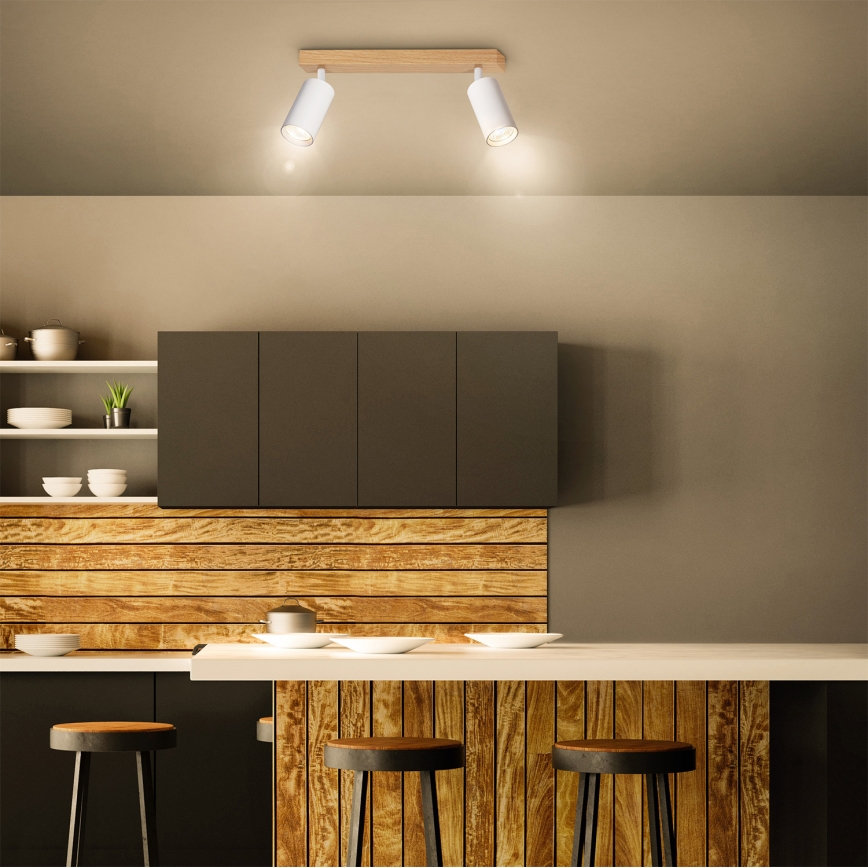 Brilagi - Taškinis šviestuvas SELE 2xGU10/30W/230V balta/ąžuolo dekoras