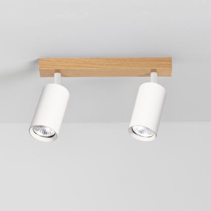 Brilagi - Taškinis šviestuvas SELE 2xGU10/30W/230V balta/ąžuolo dekoras