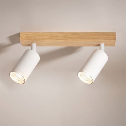 Brilagi - Taškinis šviestuvas SELE 2xGU10/30W/230V balta/ąžuolo dekoras