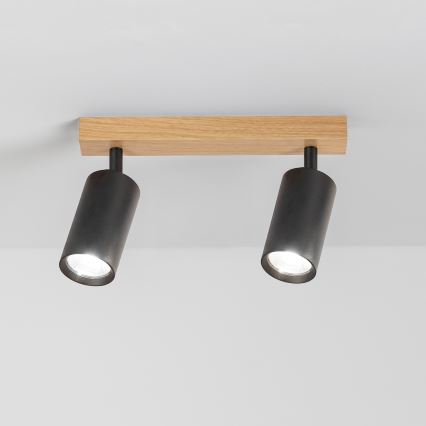 Brilagi - Taškinis šviestuvas SELE 2xGU10/30W/230V juodas/ąžuolo dekoras