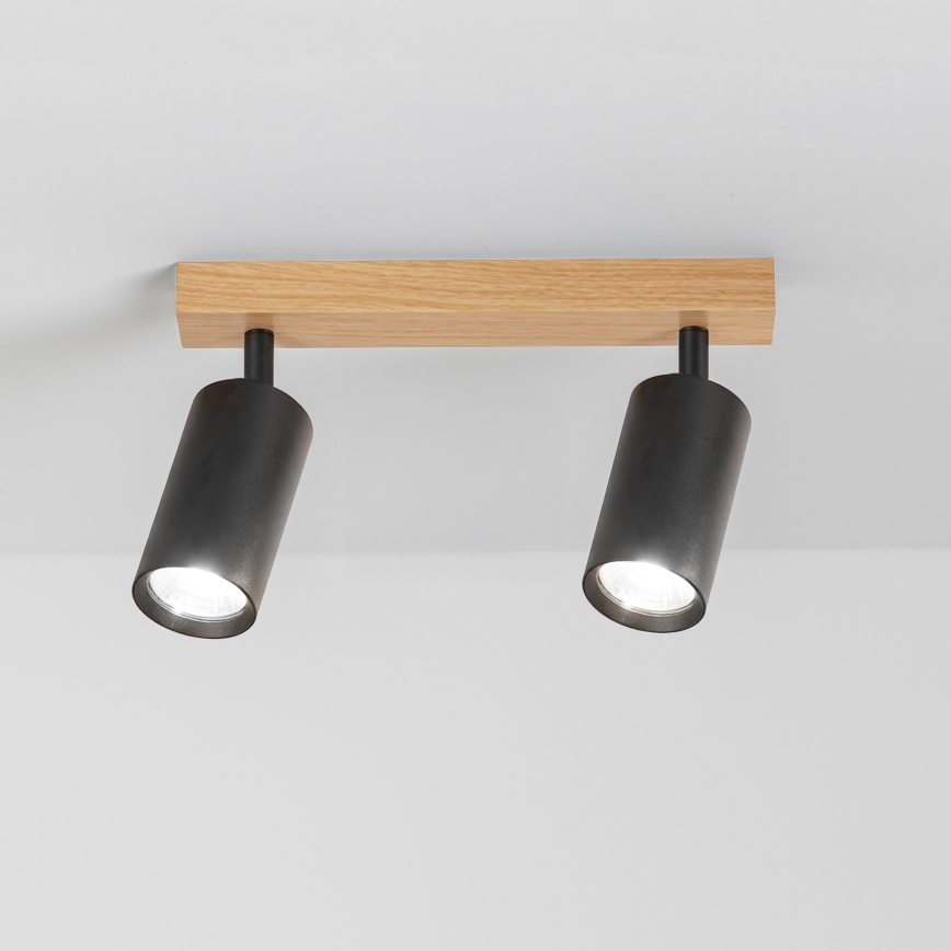 Brilagi - Taškinis šviestuvas SELE 2xGU10/30W/230V juodas/ąžuolo dekoras