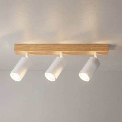 Brilagi - taškinis šviestuvas SELE 3xGU10/30W/230V baltas/ąžuolo dekoras