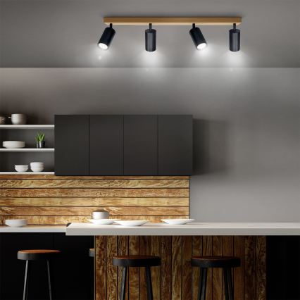 Brilagi - Taškinis šviestuvas SELE 4xGU10/30W/230V juodas/ąžuolo dekoras