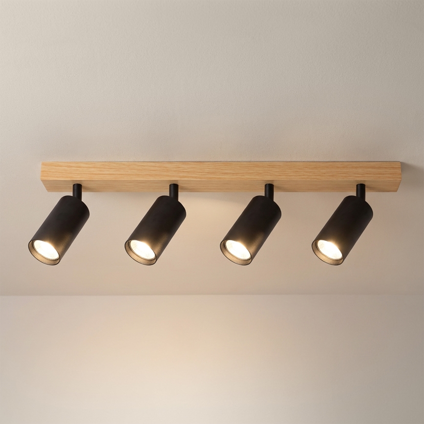 Brilagi - Taškinis šviestuvas SELE 4xGU10/30W/230V juodas/ąžuolo dekoras