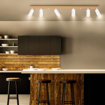 Brilagi - Taškinis šviestuvas SELE 6xGU10/30W/230V baltas/ąžuolo dekoras