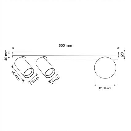 Brilagi - Taškinis šviestuvas SELE BALL 2xGU10/30W/230V + 1xG9/10W juodas