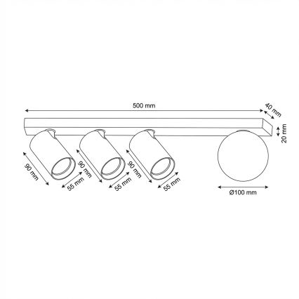 Brilagi - Taškinis šviestuvas SELE BALL 3xGU10/30W/230V + 1xG9/10W juodas