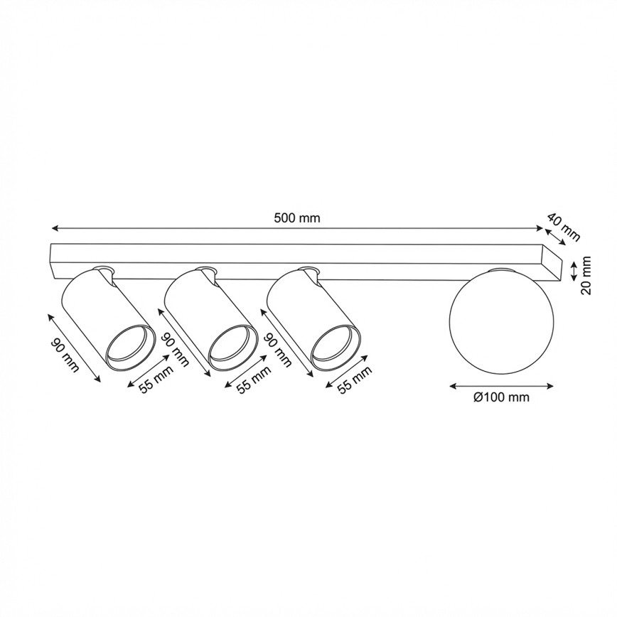 Brilagi - Taškinis šviestuvas SELE BALL 3xGU10/30W/230V + 1xG9/10W juodas