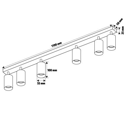 Brilagi - Taškinis šviestuvas SELE DIAMANT, 6 x GU10, 30 W, 230 V, juodas
