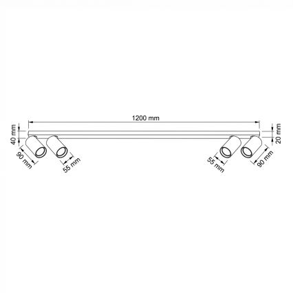 BRILAGI - taškinis šviestuvas SELE LONG 4xGU10/30W/230V juodas