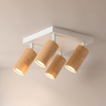 Brilagi - Taškinis šviestuvas SELE SQUARE 4xGU10/30W/230V balta/ąžuolo dekoras