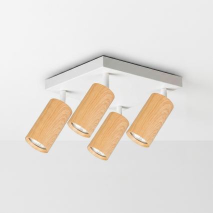 Brilagi - Taškinis šviestuvas SELE SQUARE 4xGU10/30W/230V balta/ąžuolo dekoras