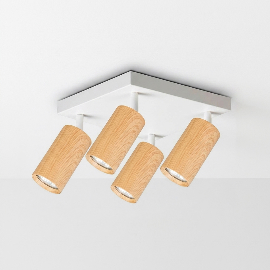 Brilagi - Taškinis šviestuvas SELE SQUARE 4xGU10/30W/230V balta/ąžuolo dekoras