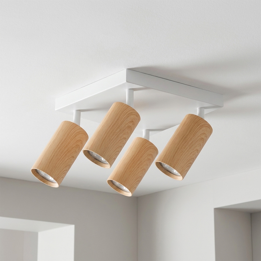 Brilagi - Taškinis šviestuvas SELE SQUARE 4xGU10/30W/230V balta/ąžuolo dekoras