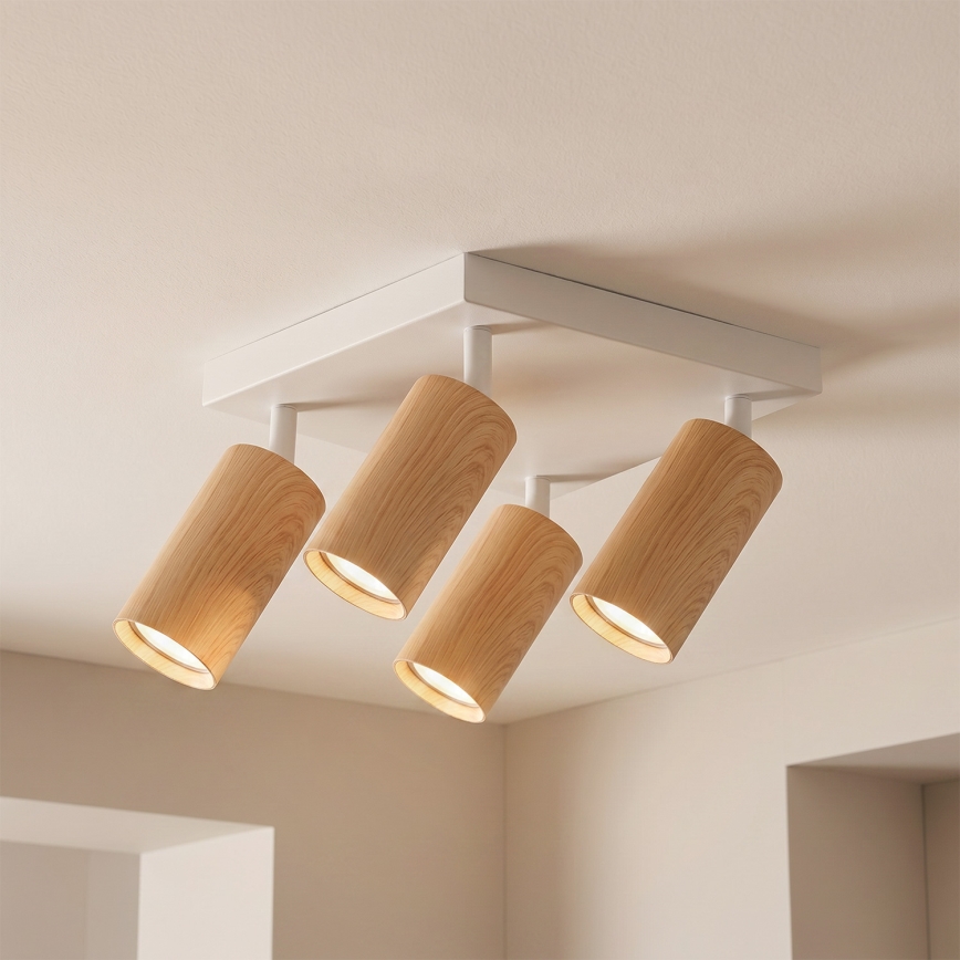 Brilagi - Taškinis šviestuvas SELE SQUARE 4xGU10/30W/230V balta/ąžuolo dekoras