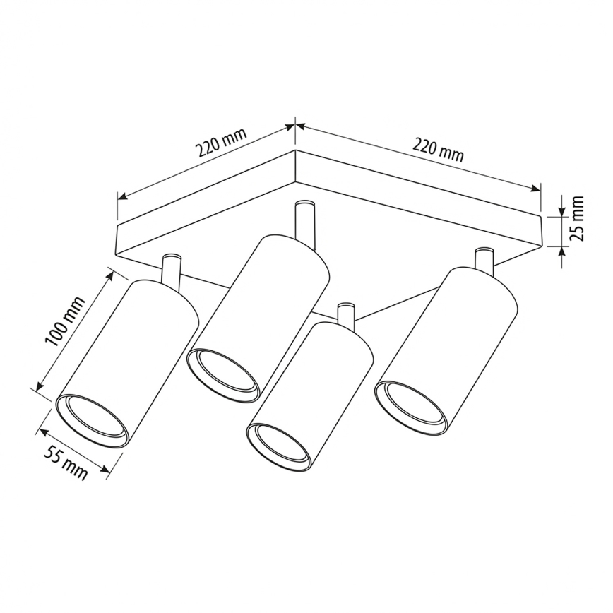 Brilagi - taškinis šviestuvas SELE SQUARE 4xGU10/30W/230V baltas