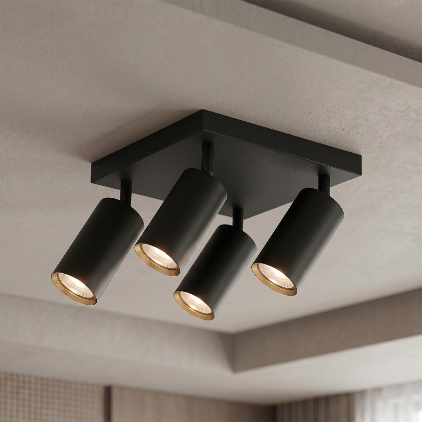 Brilagi - Taškinis šviestuvas SELE SQUARE 4xGU10/30W/230V juoda/auksinė