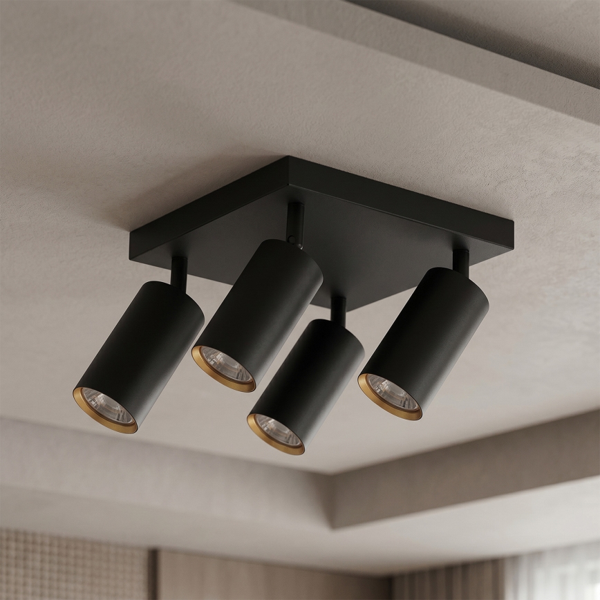 Brilagi - Taškinis šviestuvas SELE SQUARE 4xGU10/30W/230V juoda/auksinė