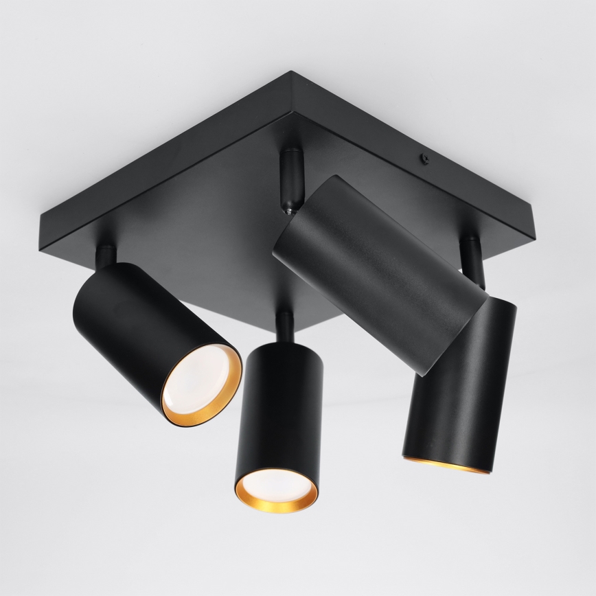 Brilagi - Taškinis šviestuvas SELE SQUARE 4xGU10/30W/230V juoda/auksinė