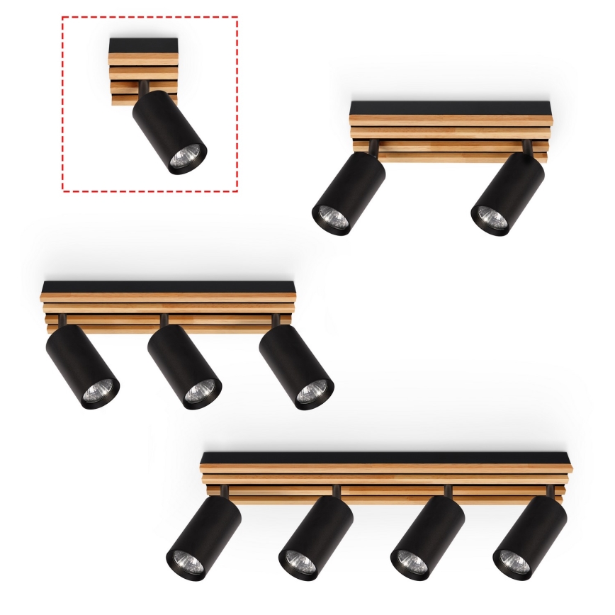 Brilagi - Taškinis šviestuvas SELE WOOD 1xGU10/30W/230V juodas/medis