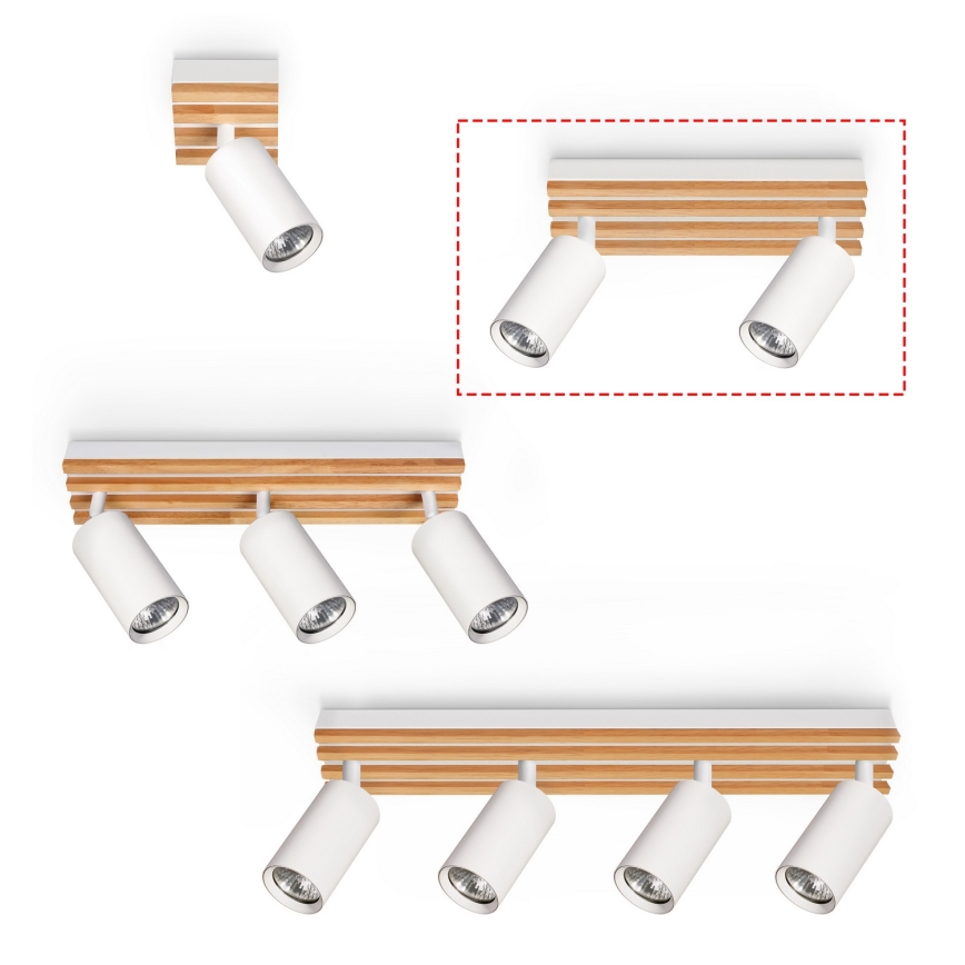 Brilagi - Taškinis šviestuvas SELE WOOD 2xGU10/30W/230V balta/medis