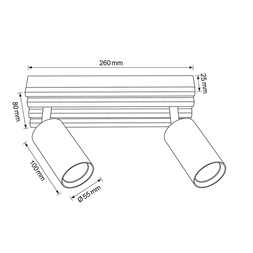 Brilagi - Taškinis šviestuvas SELE WOOD 2xGU10/30W/230V juoda/mediena