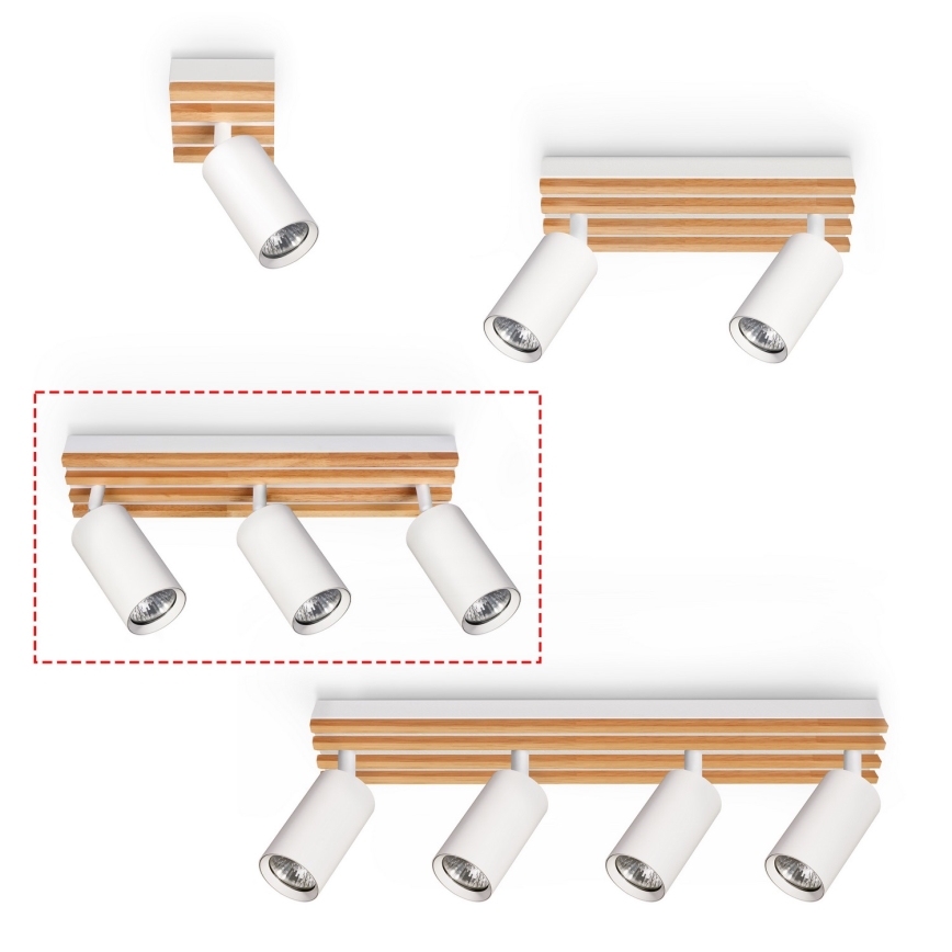 Brilagi - Taškinis šviestuvas SELE WOOD 3xGU10/30W/230V balta/mediena