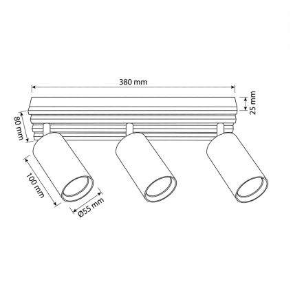 Brilagi - taškinis šviestuvas SELE WOOD 3xGU10/30W/230V juoda/mediena