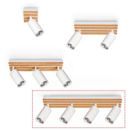 Brilagi - Taškinis šviestuvas SELE WOOD 4xGU10/30W/230V baltas/medinis