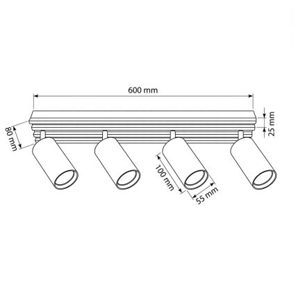 Brilagi - Taškinis šviestuvas SELE WOOD 4xGU10/30W/230V juoda/mediena