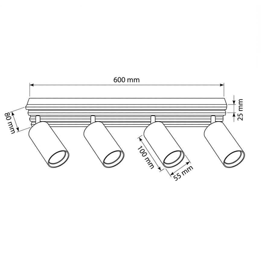 Brilagi - Taškinis šviestuvas SELE WOOD 4xGU10/30W/230V juoda/mediena