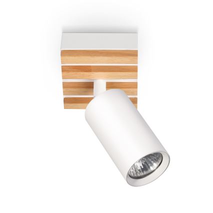 Brilagi - Taškinis šviestuvas SELE WOOD ACOUSTIC 1xGU10/30W/230V balta/mediena