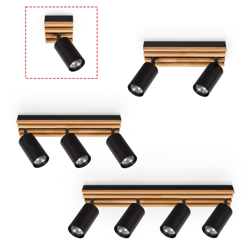 Brilagi - Taškinis šviestuvas SELE WOOD ACOUSTIC 1xGU10/30W/230V juodas/medis
