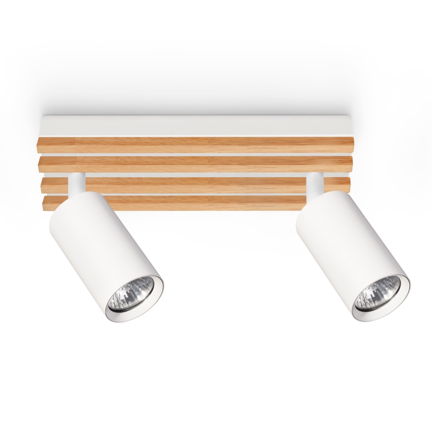 Brilagi - Taškinis šviestuvas SELE WOOD ACOUSTIC 2xGU10/30W/230V balta/medis