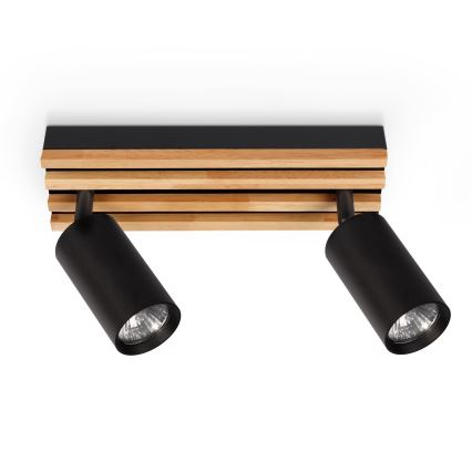 Brilagi - Taškinis šviestuvas SELE WOOD ACOUSTIC 2xGU10/30W/230V juoda/mediena