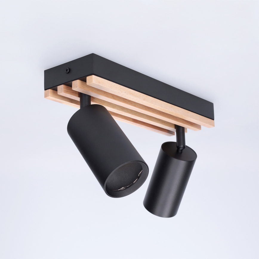 Brilagi - Taškinis šviestuvas SELE WOOD ACOUSTIC 2xGU10/30W/230V juoda/mediena