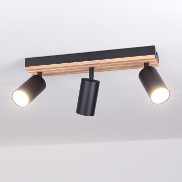 Brilagi - taškinis šviestuvas SELE WOOD ACOUSTIC 3xGU10/30W/230V juoda/mediena