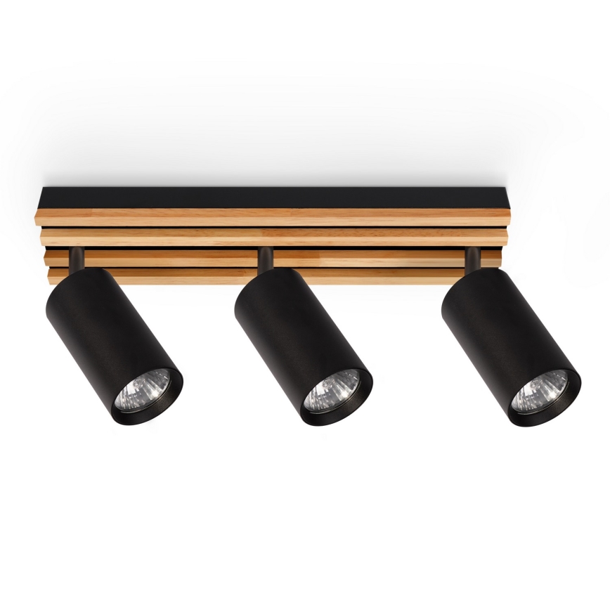 Brilagi - taškinis šviestuvas SELE WOOD ACOUSTIC 3xGU10/30W/230V juoda/mediena