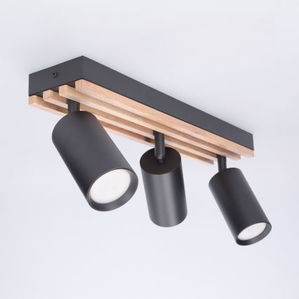 Brilagi - taškinis šviestuvas SELE WOOD ACOUSTIC 3xGU10/30W/230V juoda/mediena