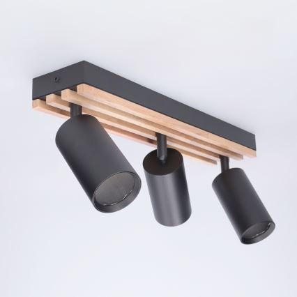 Brilagi - taškinis šviestuvas SELE WOOD ACOUSTIC 3xGU10/30W/230V juoda/mediena