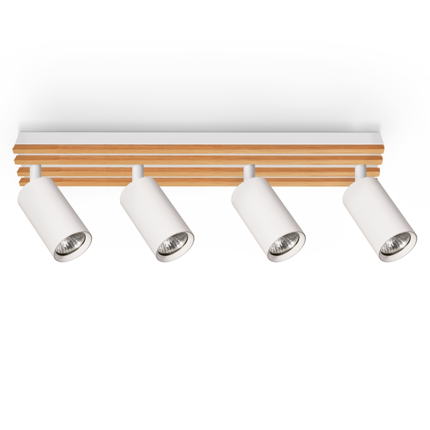 Brilagi - Taškinis šviestuvas SELE WOOD ACOUSTIC 4xGU10/30W/230V baltas/medinis