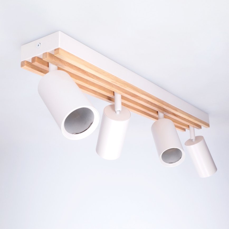 Brilagi - Taškinis šviestuvas SELE WOOD ACOUSTIC 4xGU10/30W/230V baltas/medinis