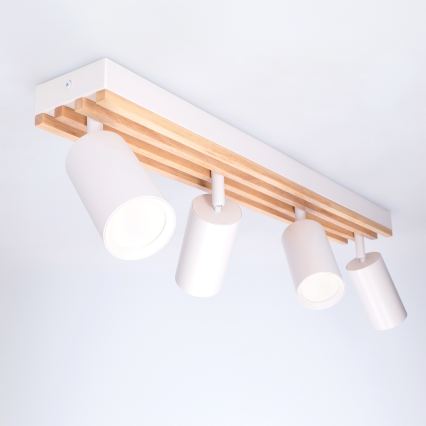 Brilagi - Taškinis šviestuvas SELE WOOD ACOUSTIC 4xGU10/30W/230V baltas/medinis