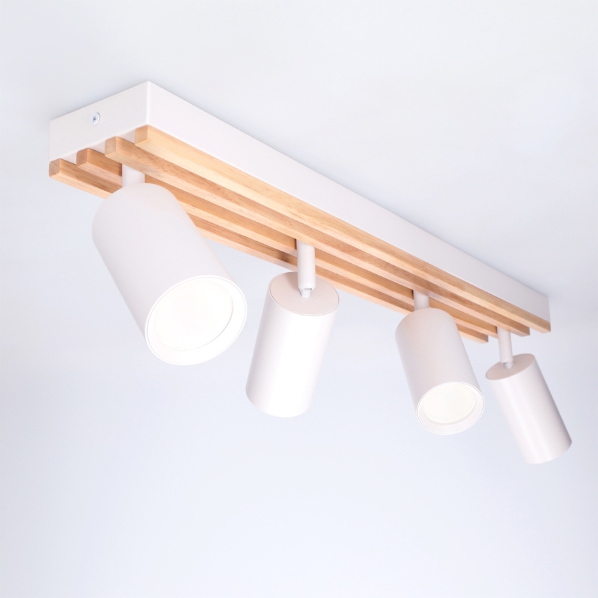 Brilagi - Taškinis šviestuvas SELE WOOD ACOUSTIC 4xGU10/30W/230V baltas/medinis