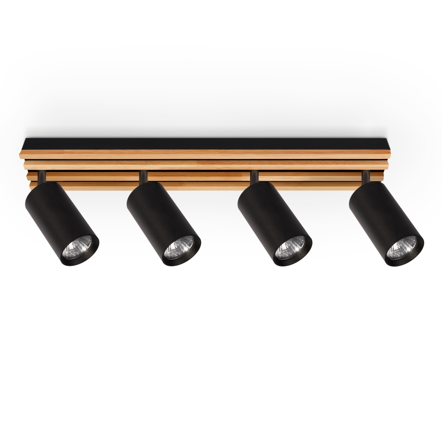 Brilagi - Taškinis šviestuvas SELE WOOD ACOUSTIC 4xGU10/30W/230V juoda/mediena