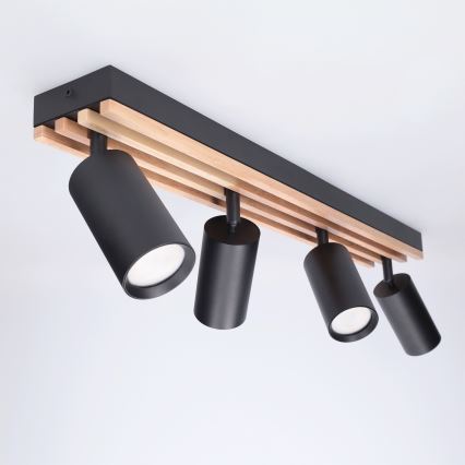 Brilagi - Taškinis šviestuvas SELE WOOD ACOUSTIC 4xGU10/30W/230V juoda/mediena