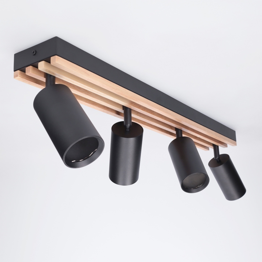 Brilagi - Taškinis šviestuvas SELE WOOD ACOUSTIC 4xGU10/30W/230V juoda/mediena