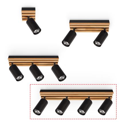 Brilagi - Taškinis šviestuvas SELE WOOD ACOUSTIC 4xGU10/30W/230V juoda/mediena