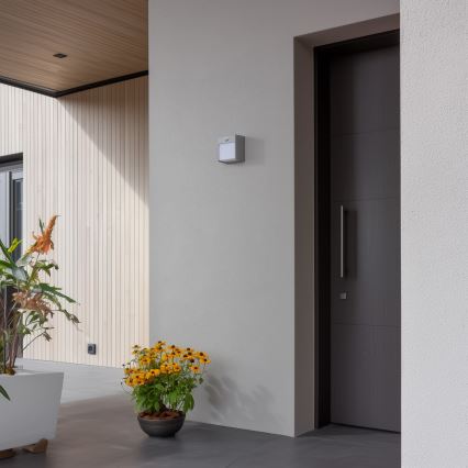 Brilagi - LED lauko sieninis šviestuvas su jutikliu TERNI LED/12W/230V pilka IP44