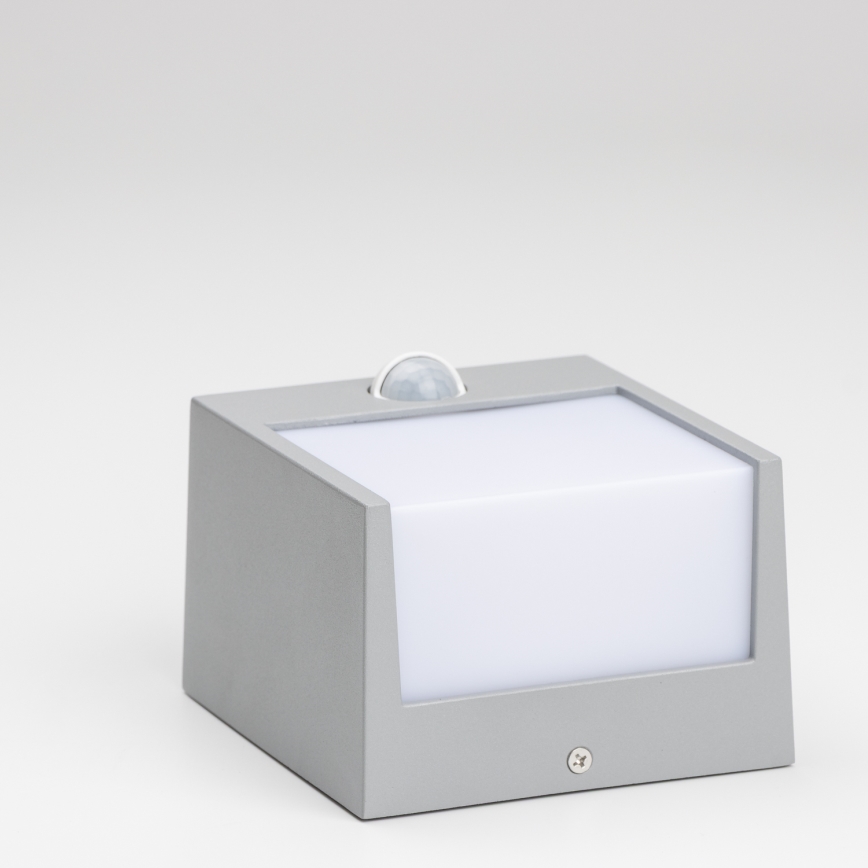 Brilagi - LED lauko sieninis šviestuvas su jutikliu TERNI LED/12W/230V pilka IP44